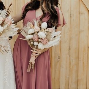 David’s bridal flutter sleeve dress chianti  STYLE# F20065